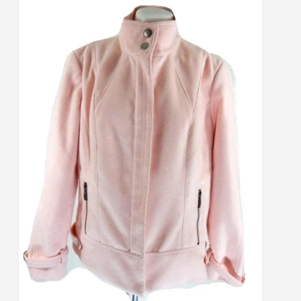 Chico's Light Pink Fleece Moto Jacket